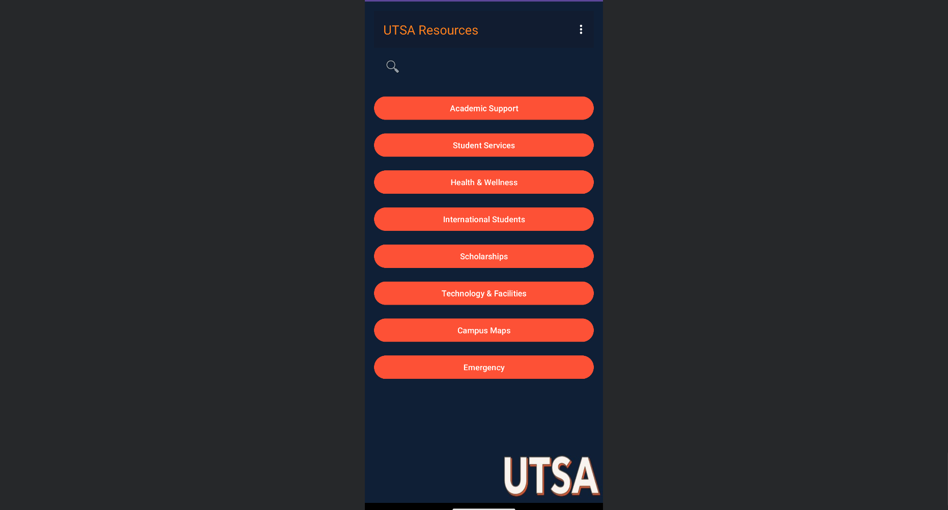UTSA Resources App Screenshot